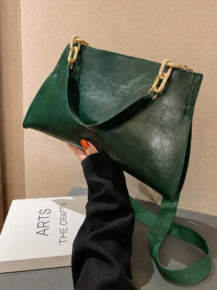 Elegante Bolsa de Hombro de Cuero Suave - Bolsa de Moda de Gran Capacidad